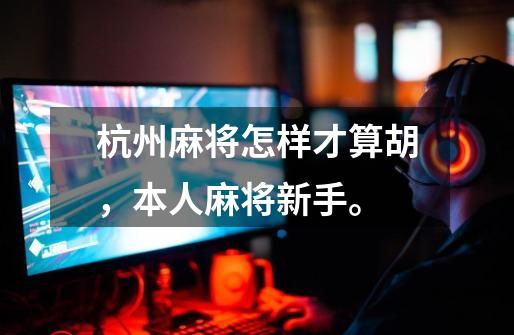 杭州麻将怎样才算胡,本人麻将新手。-第1张-游戏信息-龙启网