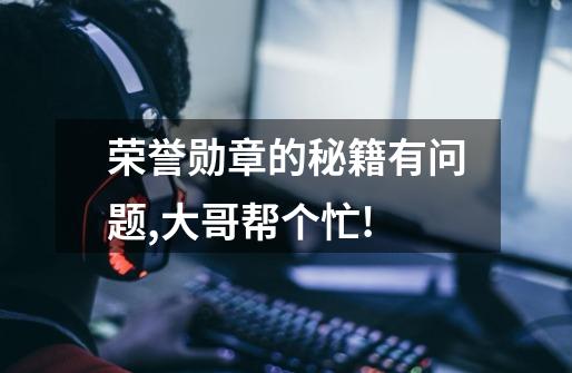 荣誉勋章的秘籍有问题,大哥帮个忙!-第1张-游戏信息-龙启网