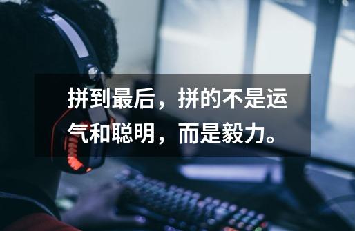 拼到最后,拼的不是运气和聪明,而是毅力。-第1张-游戏信息-龙启网