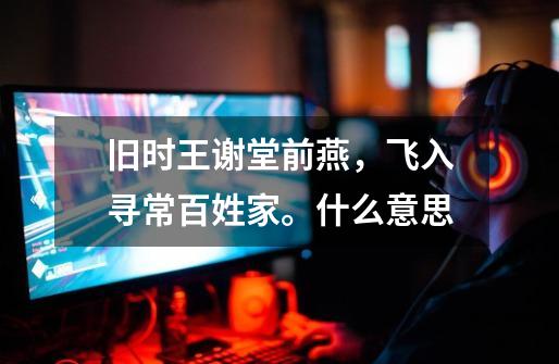 旧时王谢堂前燕,飞入寻常百姓家。什么意思-第1张-游戏信息-龙启网