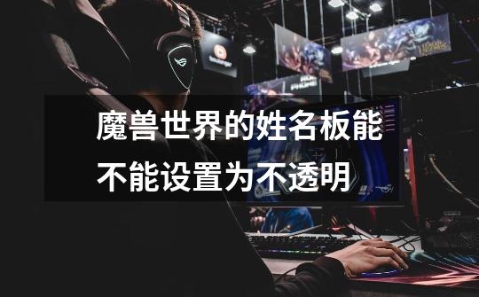 魔兽世界的姓名板能不能设置为不透明-第1张-游戏信息-龙启网