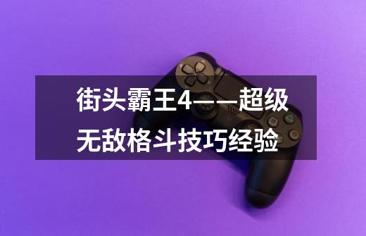 街头霸王4——超级无敌格斗技巧经验-第1张-游戏信息-龙启网