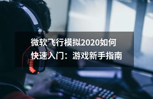 微软飞行模拟2020如何快速入门:游戏新手指南-第1张-游戏信息-龙启网