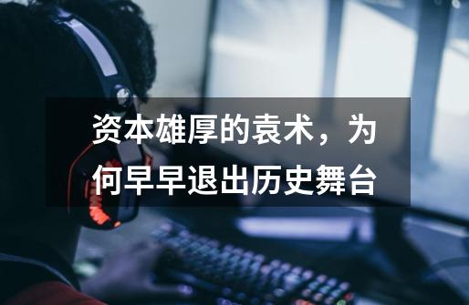 资本雄厚的袁术,为何早早退出历史舞台-第1张-游戏信息-龙启网