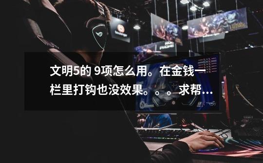 文明5的 9项怎么用。在金钱一栏里打钩也没效果。。。求帮助,文明5秘籍调不出来-第1张-游戏信息-龙启网