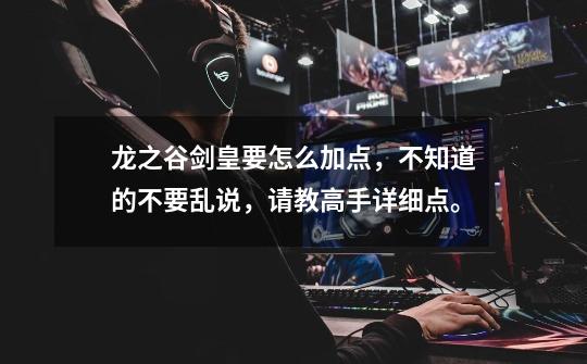 龙之谷剑皇要怎么加点,不知道的不要乱说,请教高手详细点。-第1张-游戏信息-龙启网