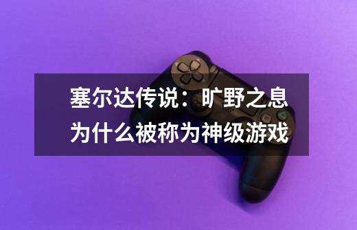 塞尔达传说:旷野之息为什么被称为神级游戏-第1张-游戏信息-龙启网