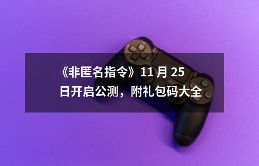 《非匿名指令》11 月 25 日开启公测,附礼包码大全-第1张-游戏信息-龙启网