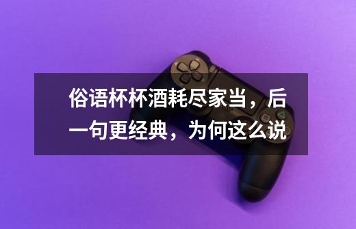 俗语杯杯酒耗尽家当,后一句更经典,为何这么说-第1张-游戏信息-龙启网