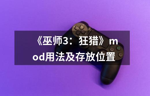 《巫师3:狂猎》mod用法及存放位置-第1张-游戏信息-龙启网
