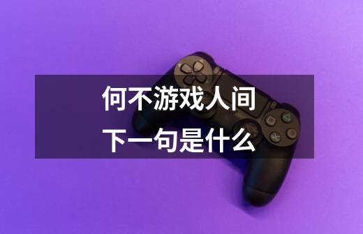 何不游戏人间 下一句是什么-第1张-游戏信息-龙启网