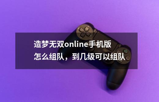 造梦无双online手机版怎么组队,到几级可以组队-第1张-游戏信息-龙启网