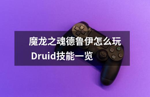 魔龙之魂德鲁伊怎么玩 Druid技能一览-第1张-游戏信息-龙启网