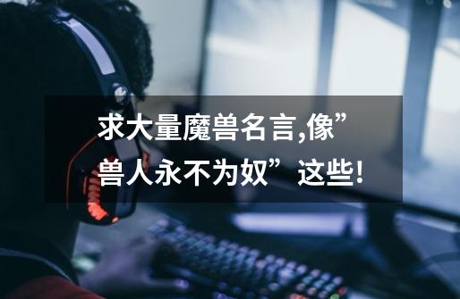 求大量魔兽名言,像”兽人永不为奴”这些!-第1张-游戏信息-龙启网