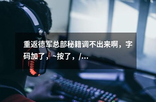 重返德军总部秘籍调不出来啊,字码加了,~按了,/加了。没用,求解-第1张-游戏信息-龙启网