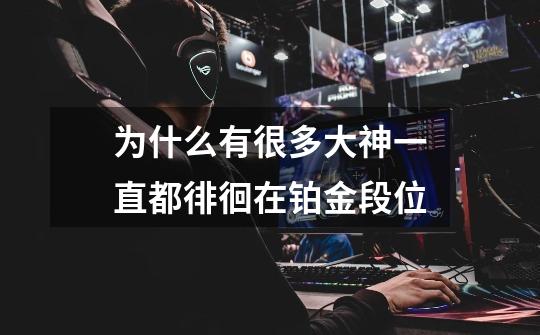 为什么有很多大神一直都徘徊在铂金段位-第1张-游戏信息-龙启网
