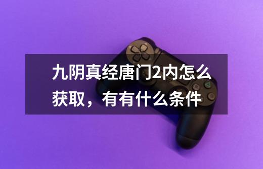 九阴真经唐门2内怎么获取,有有什么条件-第1张-游戏信息-龙启网