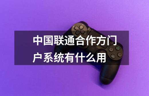中国联通合作方门户系统有什么用-第1张-游戏信息-龙启网