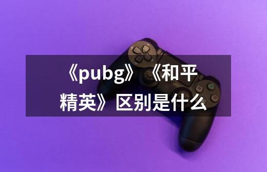 《pubg》《和平精英》区别是什么-第1张-游戏信息-龙启网