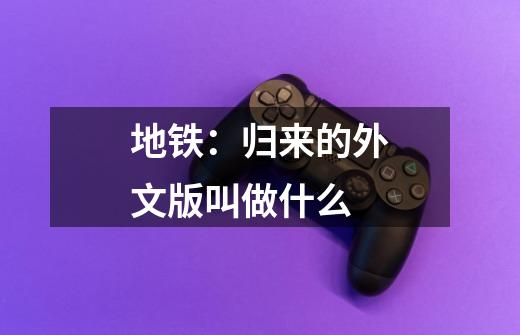地铁:归来的外文版叫做什么-第1张-游戏信息-龙启网