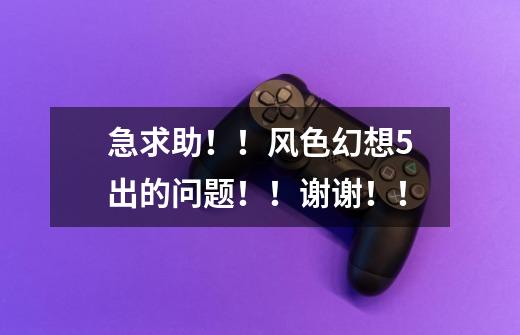 急求助！！风色幻想5出的问题！！谢谢！！-第1张-游戏信息-龙启网