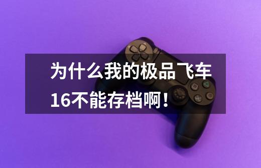 为什么我的极品飞车16不能存档啊！-第1张-游戏信息-龙启网