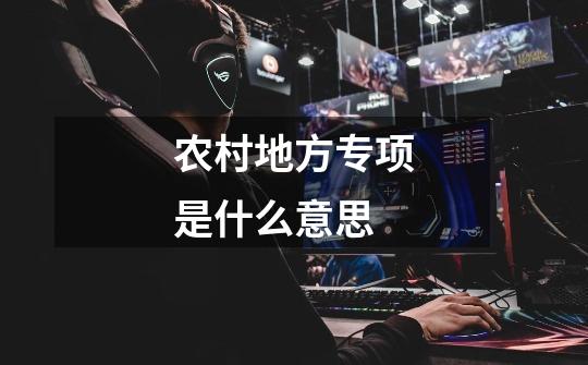 农村地方专项是什么意思-第1张-游戏信息-龙启网
