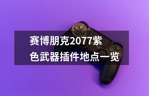 赛博朋克2077紫色武器插件地点一览-第1张-游戏信息-龙启网
