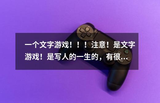 一个文字游戏！！！注意！是文字游戏！是写人的一生的，有很多随机事件，请问是什么-第1张-游戏信息-龙启网