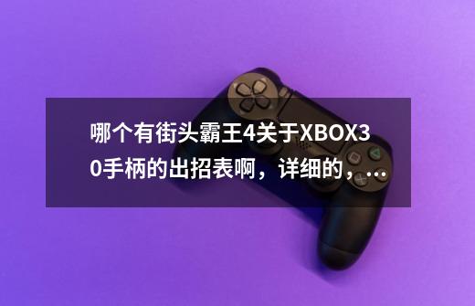 哪个有街头霸王4关于XBOX30手柄的出招表啊,详细的,要对应Y,X,B,A,LB,RB,LT,RT的键哈-第1张-游戏信息-龙启网