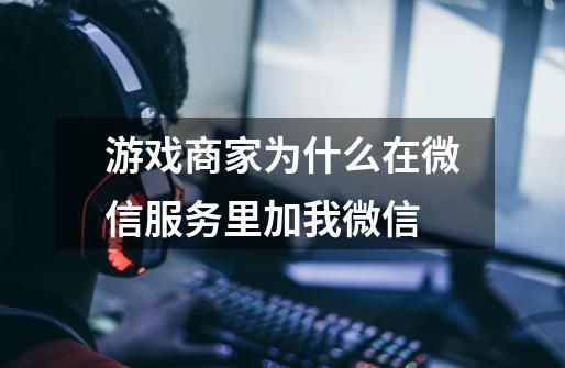 游戏商家为什么在微信服务里加我微信-第1张-游戏信息-龙启网