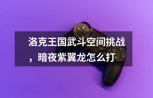 洛克王国武斗空间挑战,暗夜紫翼龙怎么打-第1张-游戏信息-龙启网