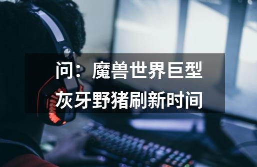问：魔兽世界巨型灰牙野猪刷新时间-第1张-游戏信息-龙启网