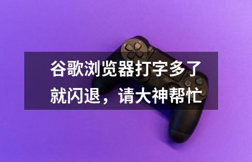 谷歌浏览器打字多了就闪退,请大神帮忙-第1张-游戏信息-龙启网