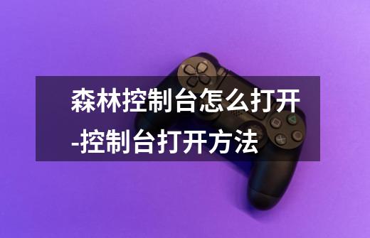 森林控制台怎么打开-控制台打开方法-第1张-游戏信息-龙启网