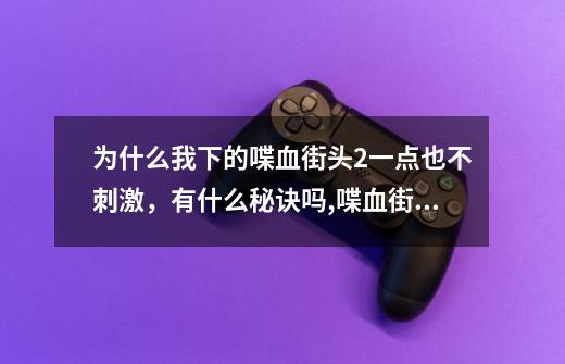 为什么我下的喋血街头2一点也不刺激,有什么秘诀吗,喋血街头3任务攻略-第1张-游戏信息-龙启网
