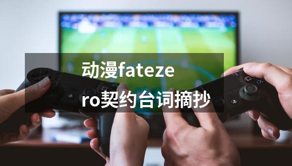 动漫fatezero契约台词摘抄-第1张-游戏信息-龙启网