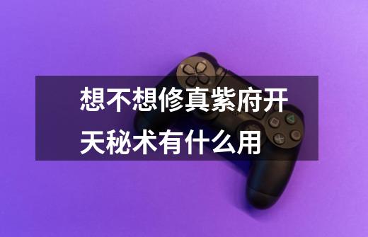 想不想修真紫府开天秘术有什么用-第1张-游戏信息-龙启网