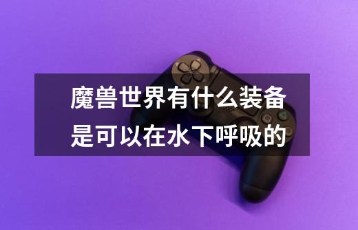 魔兽世界有什么装备是可以在水下呼吸的-第1张-游戏信息-龙启网