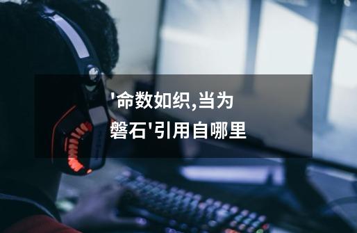 '命数如织,当为磐石'引用自哪里-第1张-游戏信息-龙启网