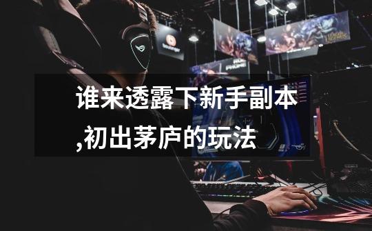 谁来透露下新手副本,初出茅庐的玩法-第1张-游戏信息-龙启网