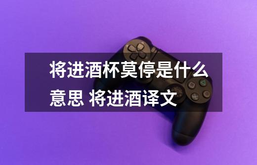 将进酒杯莫停是什么意思 将进酒译文-第1张-游戏信息-龙启网