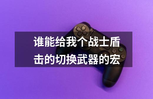 谁能给我个战士盾击的切换武器的宏-第1张-游戏信息-龙启网