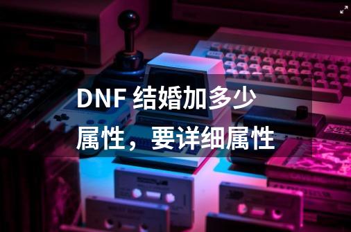 DNF 结婚加多少属性，要详细属性-第1张-游戏信息-龙启网