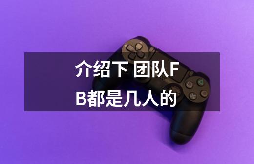 介绍下 团队FB都是几人的-第1张-游戏信息-龙启网