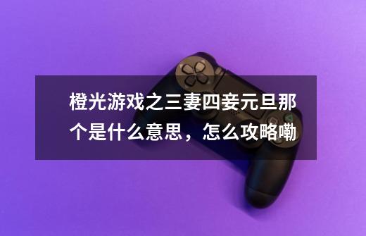 橙光游戏之三妻四妾元旦那个是什么意思，怎么攻略嘞-第1张-游戏信息-龙启网