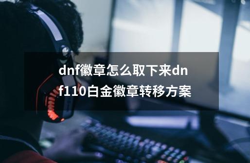 dnf徽章怎么取下来dnf110白金徽章转移方案-第1张-游戏信息-龙启网