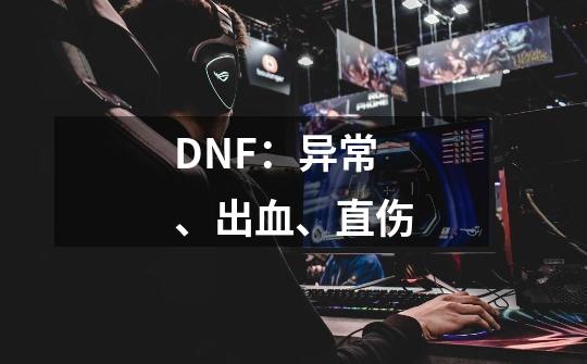DNF:异常、出血、直伤-第1张-游戏信息-龙启网