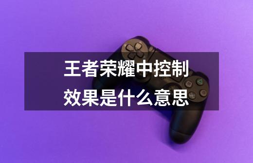 王者荣耀中控制效果是什么意思-第1张-游戏信息-龙启网