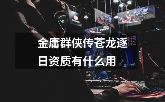 金庸群侠传苍龙逐日资质有什么用-第1张-游戏信息-龙启网
